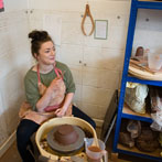 Hannah Staniforth at work in the YAS ceramics starter studio at Manor Oaks in Sheffield 2017